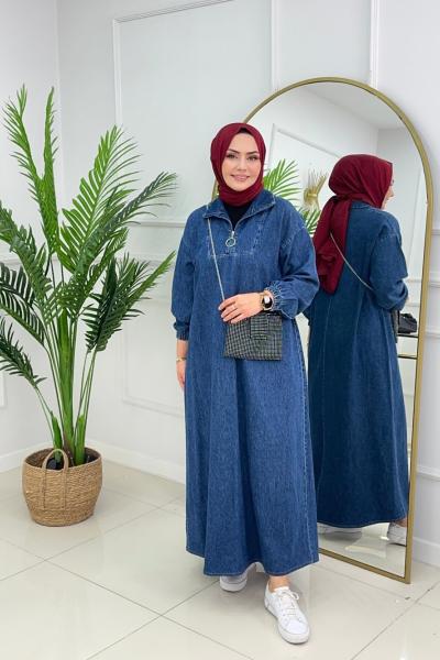 MOİ KOT ELBİSE-LACİVERT