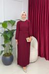 NAZLI PİLİSE ELBİSE-BORDO
