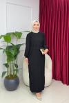 NAZLI PİLİSELİ ELBİSE-SİYAH