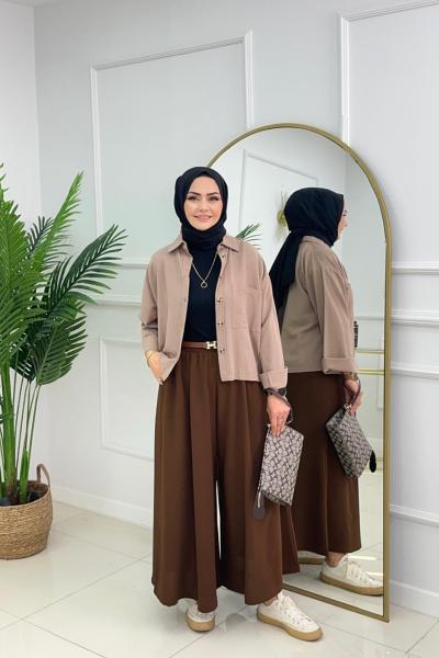 BAGGY ETEK PANTOLON - KAHVERENGİ