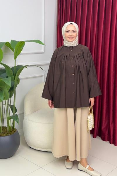 HOLA GÖMLEK - KAHVERENGİ