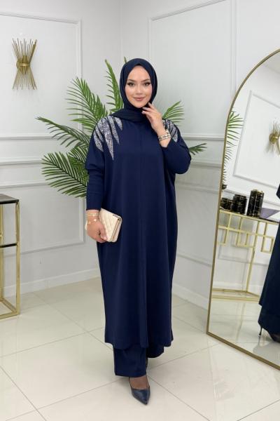 Seray Abaya Takım Lacivert