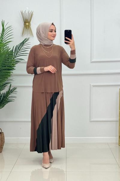 Gökkuşağı Etekli Takım Camel