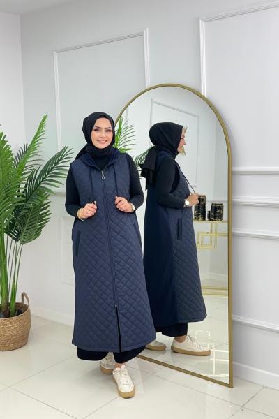 Kapitone yelek -Lacivert Lacivert