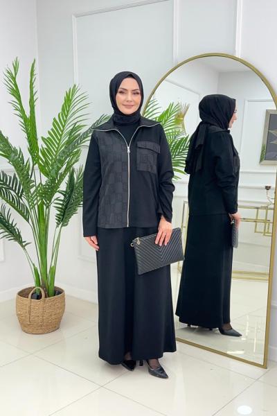 AMBER CEKETLİ ELBİSE - SİYAH Siyah