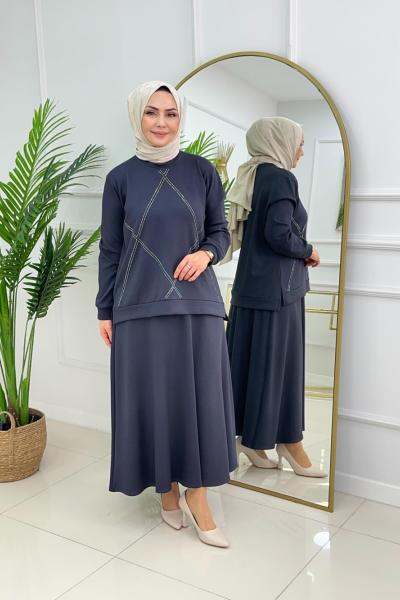 ASMİN ETEKLİ TAKIM - ANTRASİT Antrasit