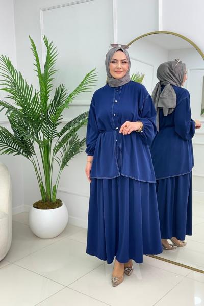 AYCAN ETEKLİ TAKIM - LACİVERT  Lacivert
