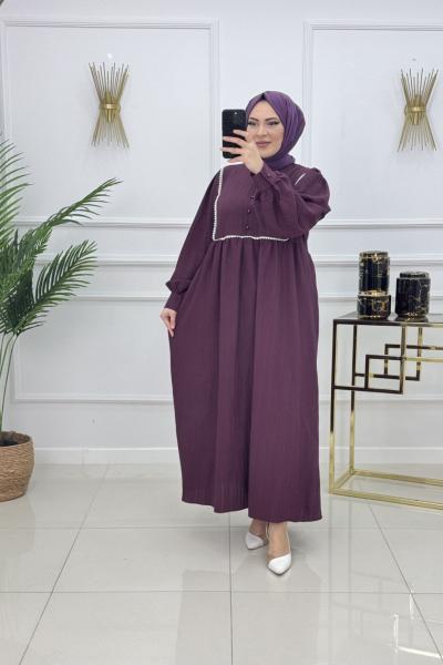 BİNNAZ MÜSLİN ELBİSE-MOR Mor