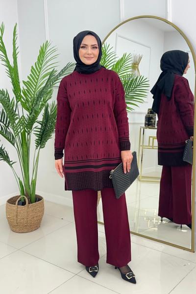 BİNNUR TRİKO TAKIM - BORDO  Bordo