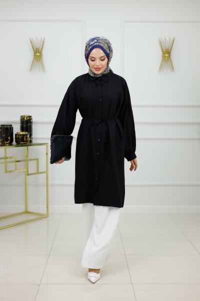 ÇİLEK GÖMLEK- SİYAH Siyah