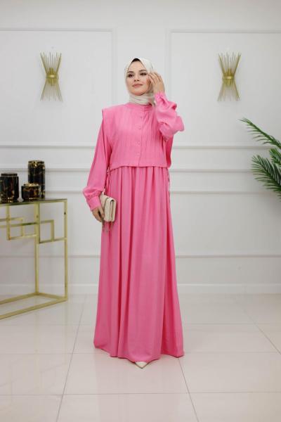 DİCLE ELBİSE - PEMBE Pembe