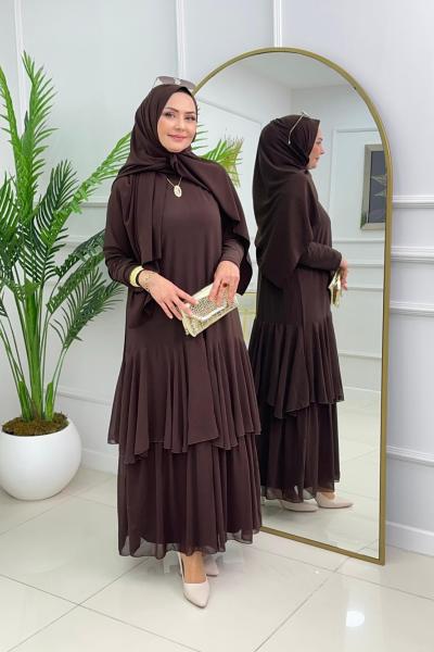 FÜSUN ELBİSE - KAHVERENGİ Acı Kahve