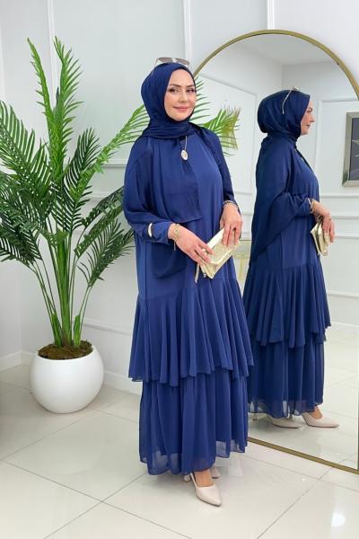 FÜSUN ELBİSE - İNDİGO MAVİ İndigo mavi