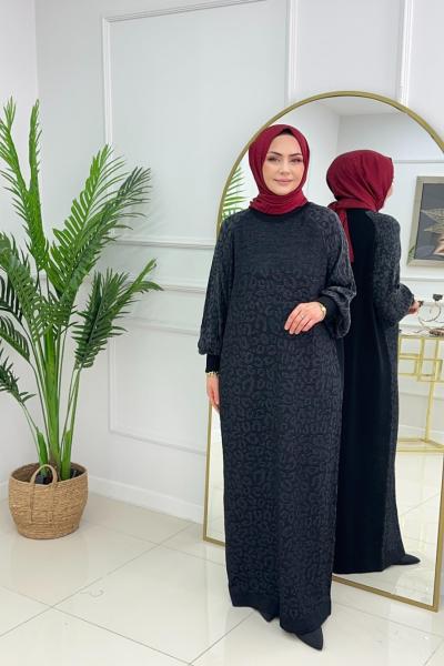 HAVVA MERSERİZE ELBİSE - SİYAH Siyah