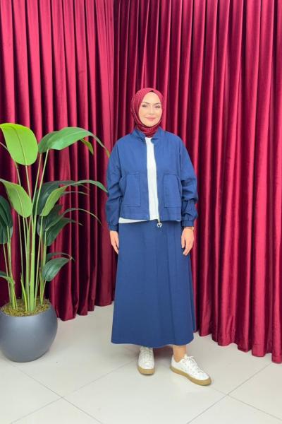 HİRA ETEKLİ TAKIM - LACİVERT Lacivert