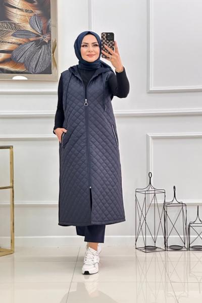 Kapitone yelek -Lacivert Lacivert