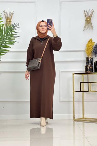 LARA TRİKO ELBİSE-ACI KAHVE Acı Kahve