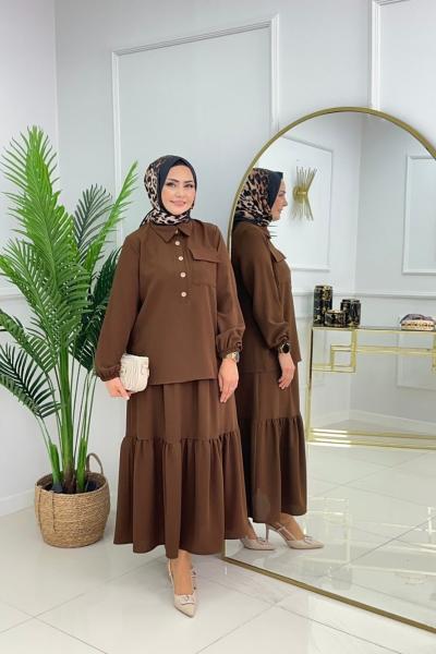 MERCAN ETEKLİ TAKIM - KAHVERENGİ  Kahverengi