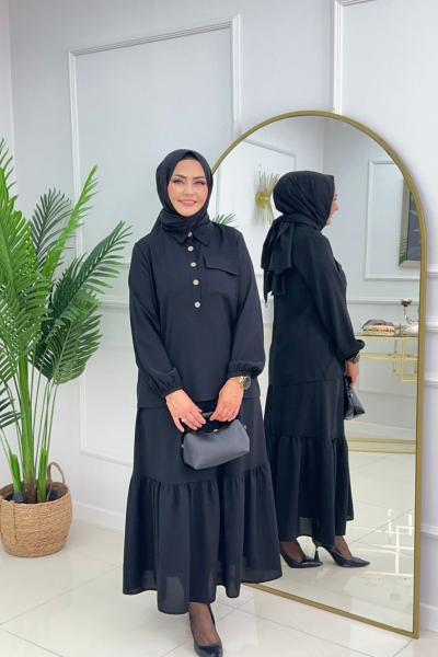 MERCAN ETEKLİ TAKIM - SİYAH Siyah