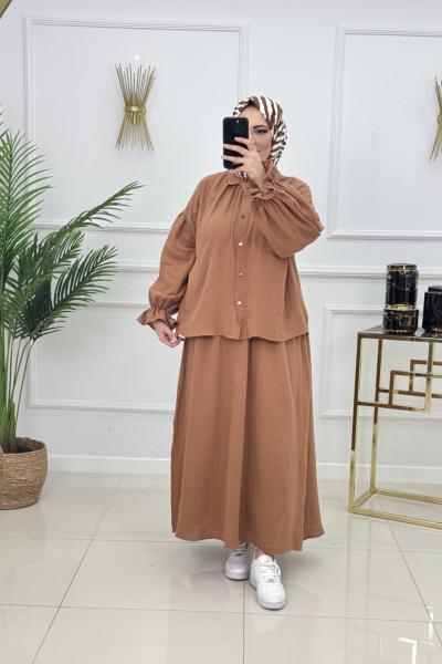 MÜSLİN ETEKLİ TAKIM - KİREMİT Kiremit