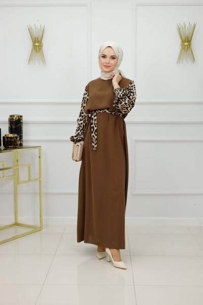 NESLİHAN ELBİSE-SİYAH Kahverengi