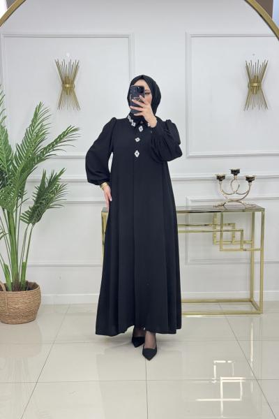 ÖZGÜN TAŞLI FERACE-SİYAH Siyah