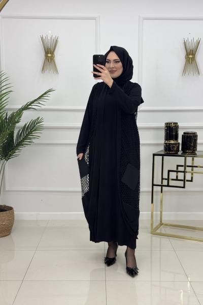 SİDA YELEKLİ ELBİSE-SİYAH Siyah