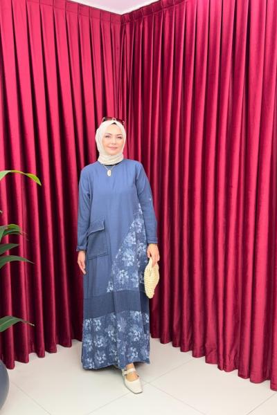 TREND KETEN ELBİSE-MAVİ Mavi