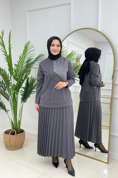 TUĞÇE ETEKLİ TAKIM - ANTRASİT Antrasit