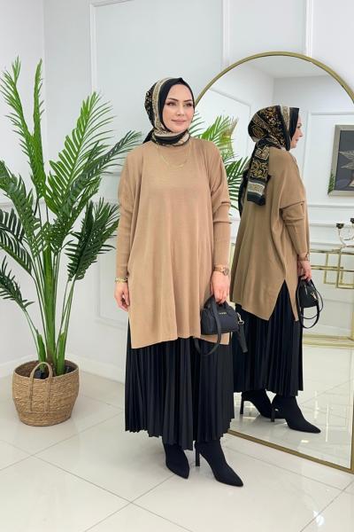 YAĞMUR TRİKO TUNİK - CAMEL Vizon