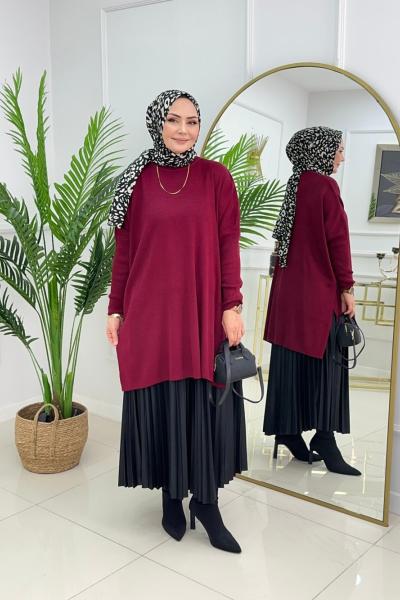 YAĞMUR TRİKO TUNİK - BORDO Bordo