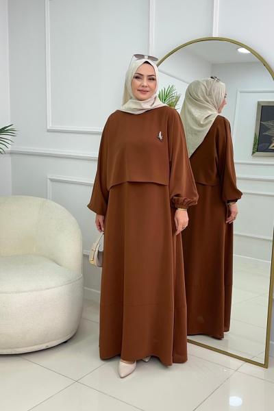 YASEMEN ELBİSE - KAHVERENGİ  Kahverengi