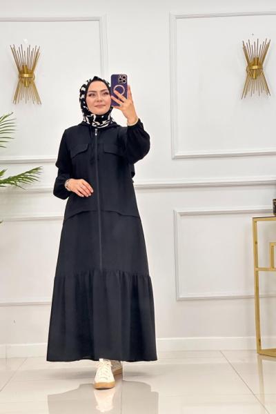 YÜSRA ELBİSE - SİYAH Siyah
